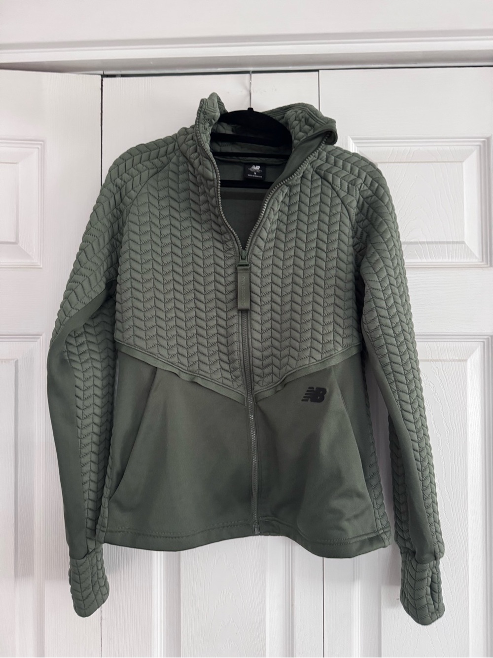 New Balance Olive Green Quilted Tech Full-Zip Jacket
